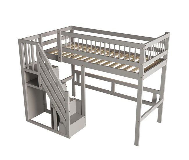 Cama alta para niños 142x205 Gris