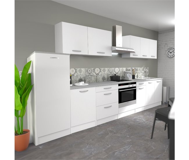 Cocina Completa Eko con 5 Modulos Aereos y 6 Bajos Blanco