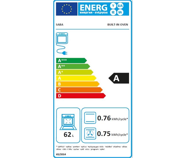 Horno elétrico SABA SB-BIDO-2023 multifunción 62 litros A Negro/ Inox