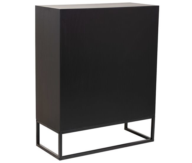 Armario de madera y metal de 2 puertas Negro