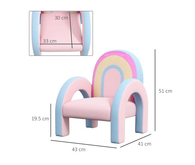 Sillón Infantil Tablero Multicapa, MDF, Espuma, Poliéster ZONEKIZ Rosa