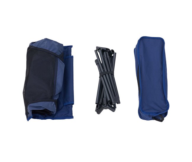 2 Sillas Plegables Camping Ligera con Respaldo Alto Azul Marino