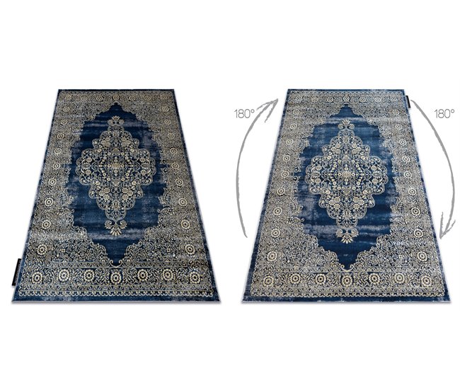 Alfombra DE LUXE moderna 474 Ornamento - Structural 200x290 Azul