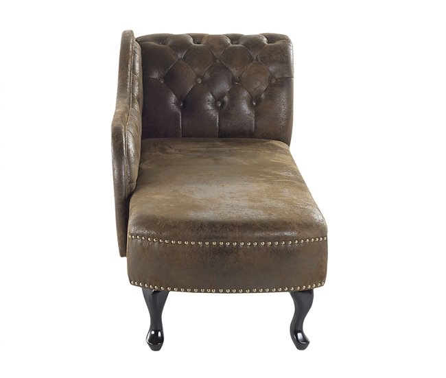 Beliani Chaise longue derecho Gamuza sintética NIMES Gris Oscuro