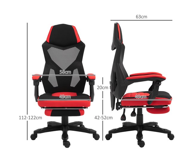 Silla de Oficina esponja, tejido de malla Vinsetto Rojo