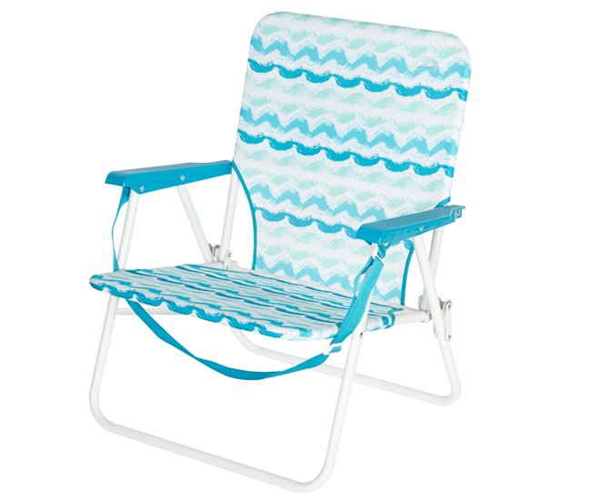 Aktive Silla de playa plegable con respaldo bajo y bolsillo trasero Azul