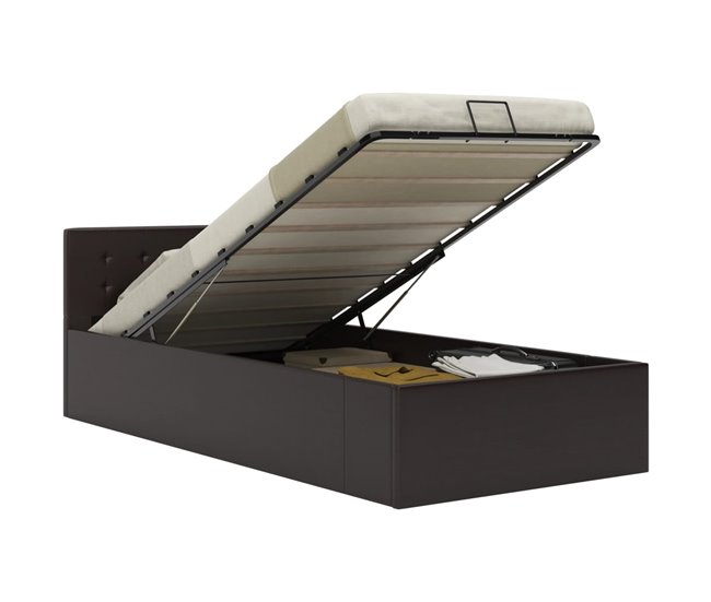 Cama canapé hidráulica cuero sintético 90x200 Gris