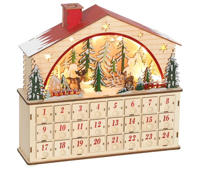 Calendario Adviento Navidad Tablero Multicapa HOMCOM Marron