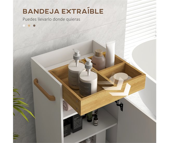 Armario de Baño Melamina de Madera, Haya kleankin Blanco