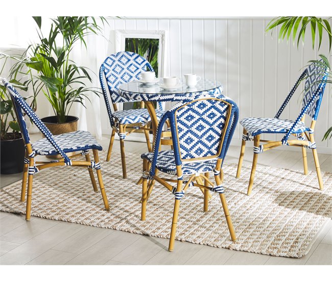 Beliani Conjunto de comedor RIFREDDO Azul Marino