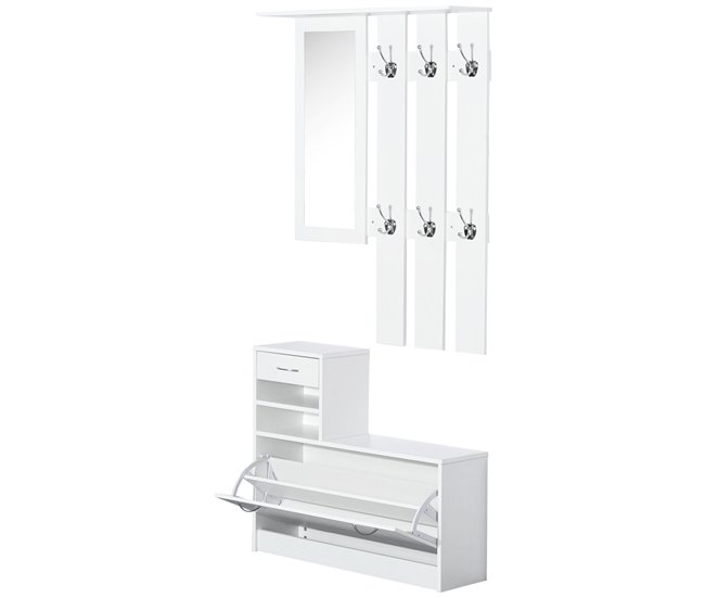 Conjunto Muebles de Entrada Tablero de partículas HOMCOM 90 Blanco