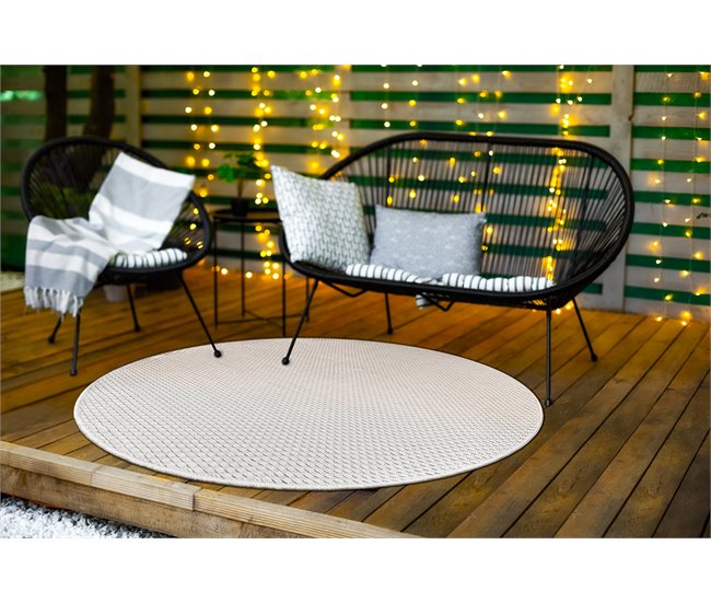 Alfombra MIMO 6272 circulo sisal exterior 200x200 Blanco/ Gris