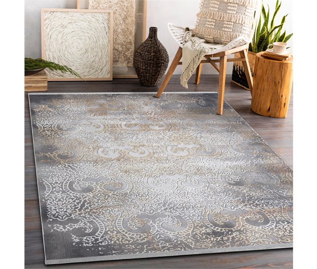 Alfombra LUCE 84 moderna Ornamento vintage Structural 154x220 Gris