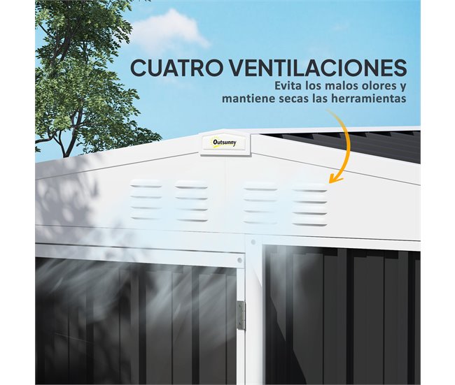 Caseta de Jardín Acero Galvanizado Outsunny Gris
