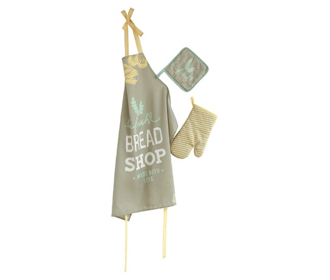 SET DELANTAL MANOPLA Y AGARRADOR NAF NAF BREAD Gris