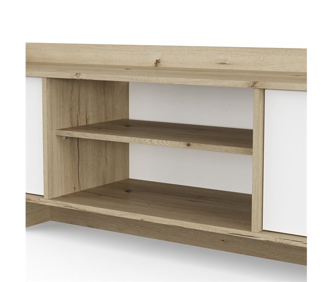 Mueble tv 180cm 3 puertas roble y blanco CLAP Roble