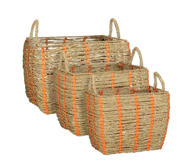 Cesta INDY seagrass naranja marca CONFORAMA 