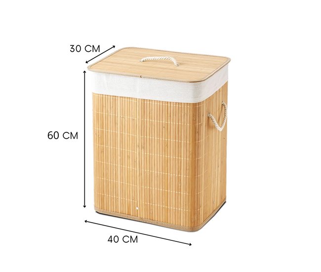Acomoda Textil – Cesta de Bambú Plegable con Tapa y Asas. Madera