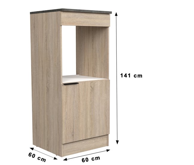 Módulo media columna FUMAY de 60cm para encastar horno Roble