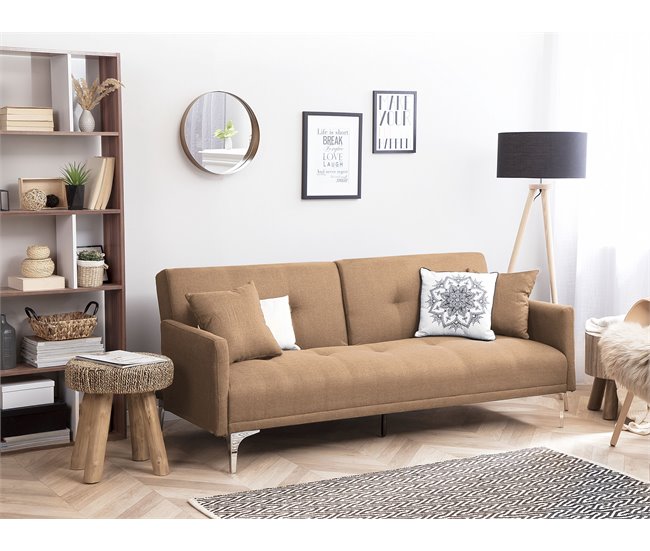 Beliani Sofá cama Poliéster LUCAN Beige