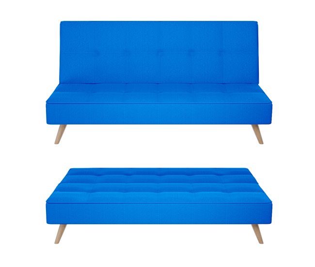 Sofá Cama Clic Clac Tipo Libro de 3 Plazas modelo Berlin Azul