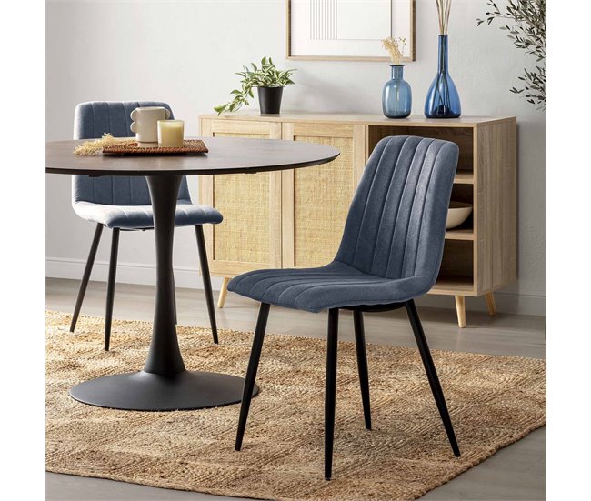 Pack 4 sillas comedor Sagi tapizadas Azul