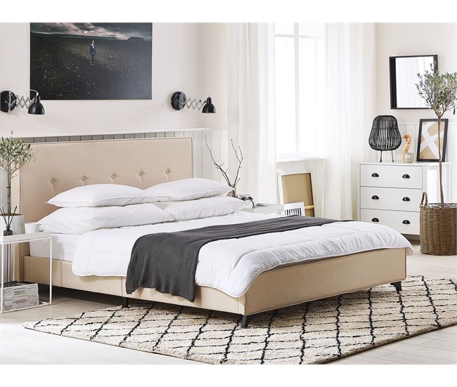 Beliani Cama Poliéster AMBASSADOR 192x216 Beige
