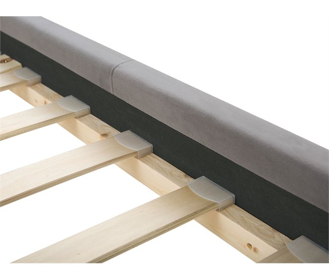 Beliani Cama con somier Terciopelo AMBERT 168x212 Gris