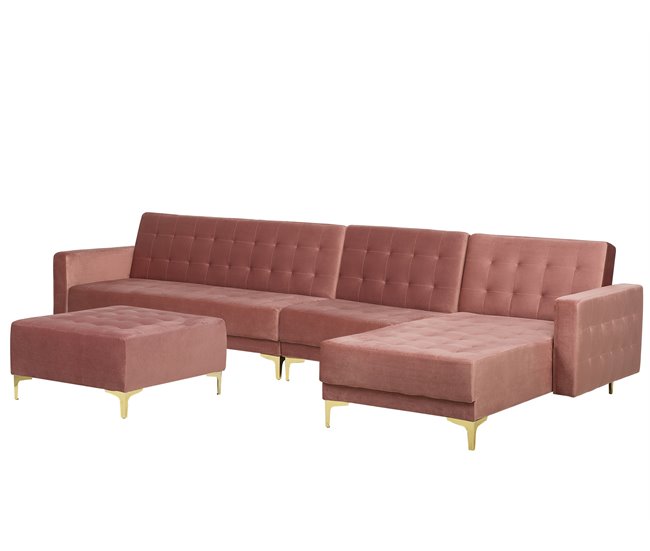 Beliani Sofá modular Terciopelo ABERDEEN Rosa