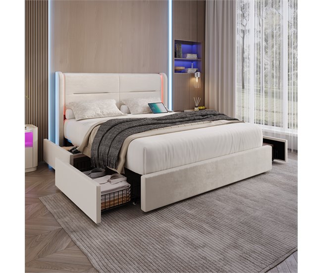 Camas de matrimonio 170x218 Beige