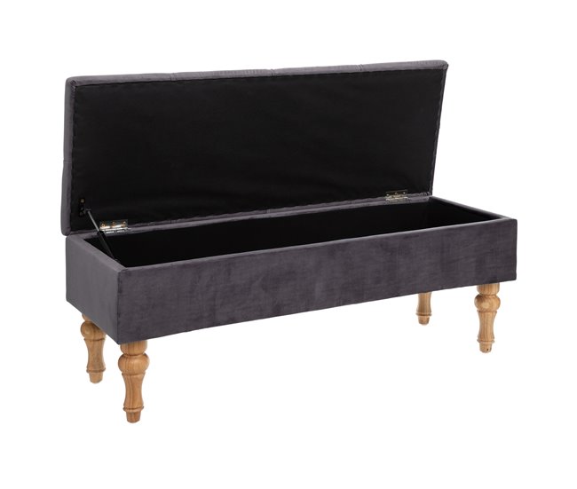 Banco Cofre de terciopelo 102x38 Gris