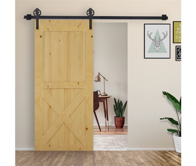 Kit de Accesorios para Puerta Corredera Acero al Carbono HOMCOM 200 Negro