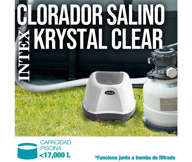Sistema cloración salina 4 g/h INTEX Gris