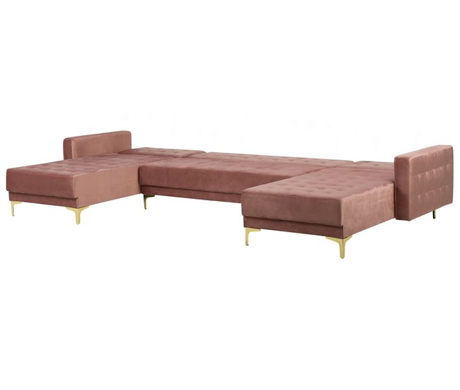 Beliani Sofá modular Terciopelo ABERDEEN Rosa
