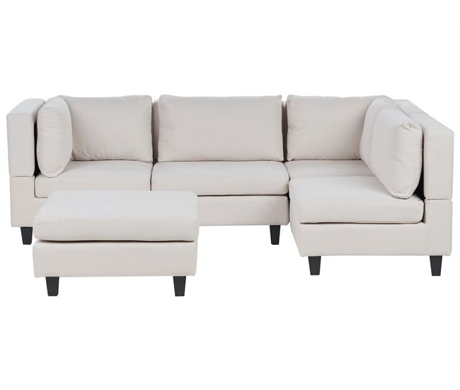 Beliani Sofá modular esquinero con reposapiés Poliéster UNSTAD Beige