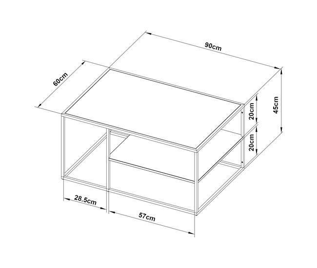 Mesa de centro Solund rectangular acero 60x90 Azul Claro