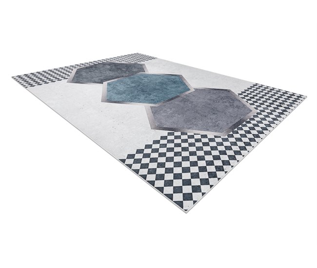 Alfombra lavable ANDRE 1168 Diamantes Geométrico 160x220 Blanco/ Gris