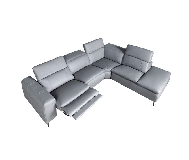 ANGEL CERDA Sofá chaise longue relax derecha piel gris Gris