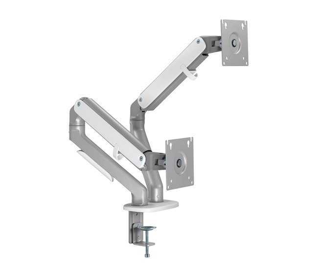 Brazos para monitor doble  Selbu de escritorio Blanco/ Plateado