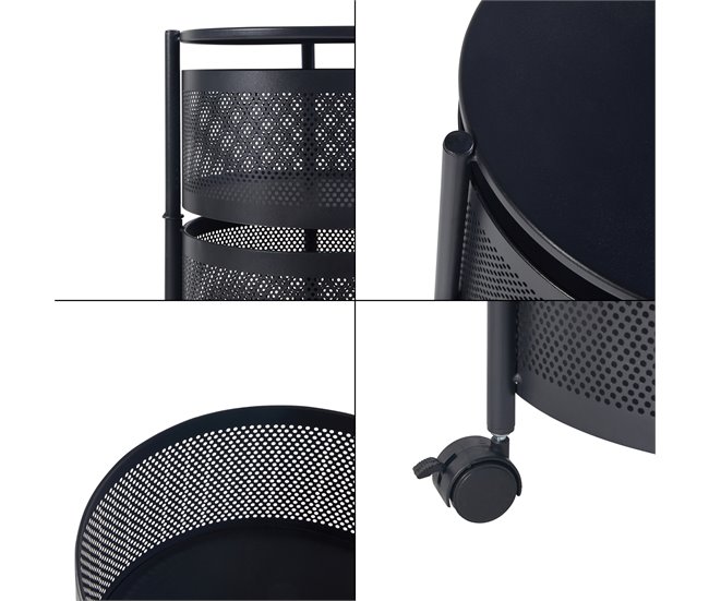 [en.casa] Carrito de cocina Steigen con 5 cestas redondas acero 33 Blanco