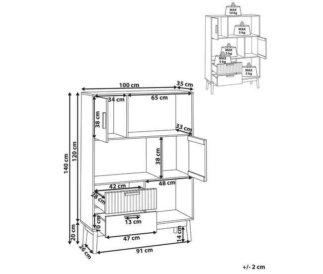 Beliani Librería LYNWOOD Madera Clara