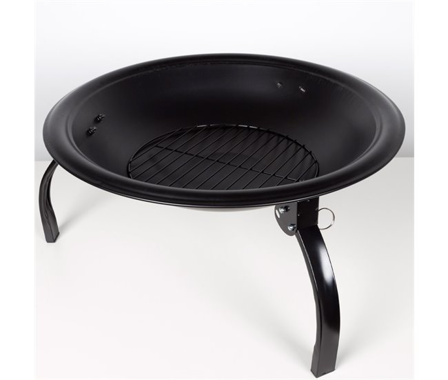 Brasero exterior portátil c/parrilla y rejilla antichispas Aktive Negro