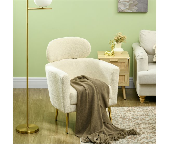 Sillón de Salón Poliéster, Metal HOMCOM, hogar - muebles de salón Crudo