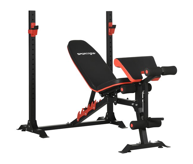 Banco de Musculación Acero, PU SPORTNOW, deportes y ocio - pesas Negro