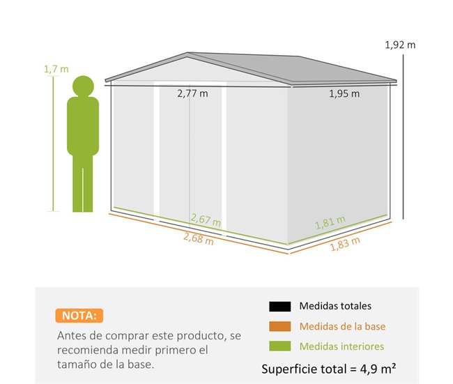 Caseta de Jardín Acero Galvanizado Outsunny Gris