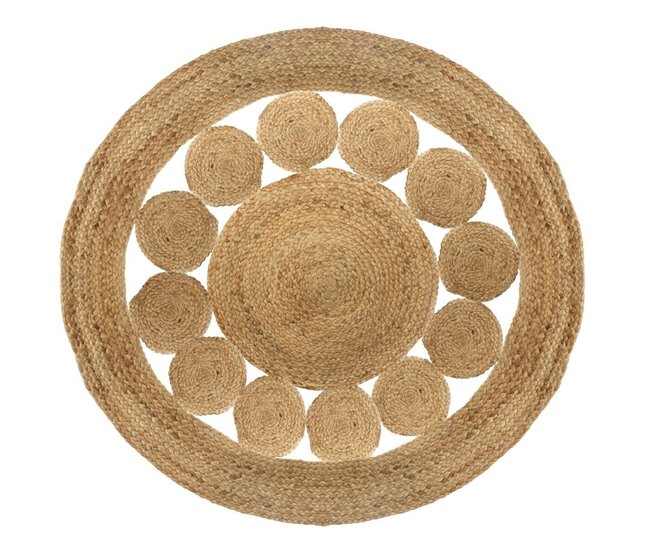 Alfombra De Yute Calada Para Un Interior 120x120 Beige
