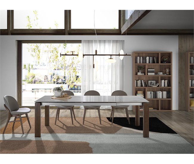 ANGEL CERDA Silla polipiel visón oscuro Nogal