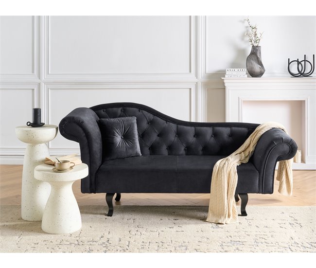 Beliani Chaise longue izquierdo Terciopelo LATTES Negro