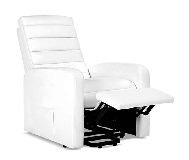 Sillón Relax Acolchado Masaje Eléctrico Elevación Personas Blanco Gridinlux Blanco