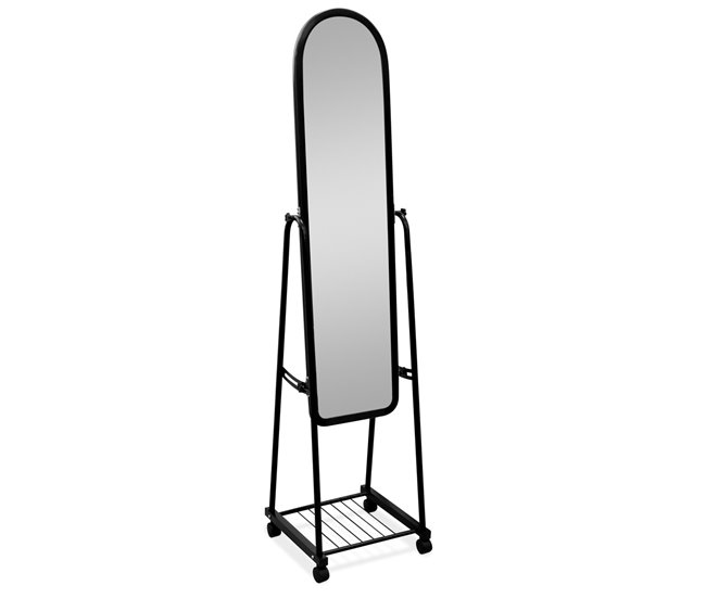 Espejo de Pie Cuerpo Entero con Ruedas 38x38 Negro